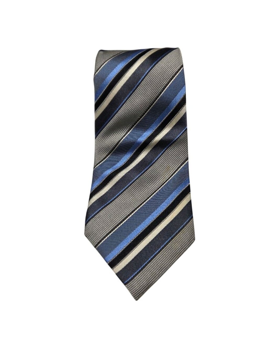 Banana Republic Silk Tie Blue Gray Striped Mens Necktie Menswear Business Career